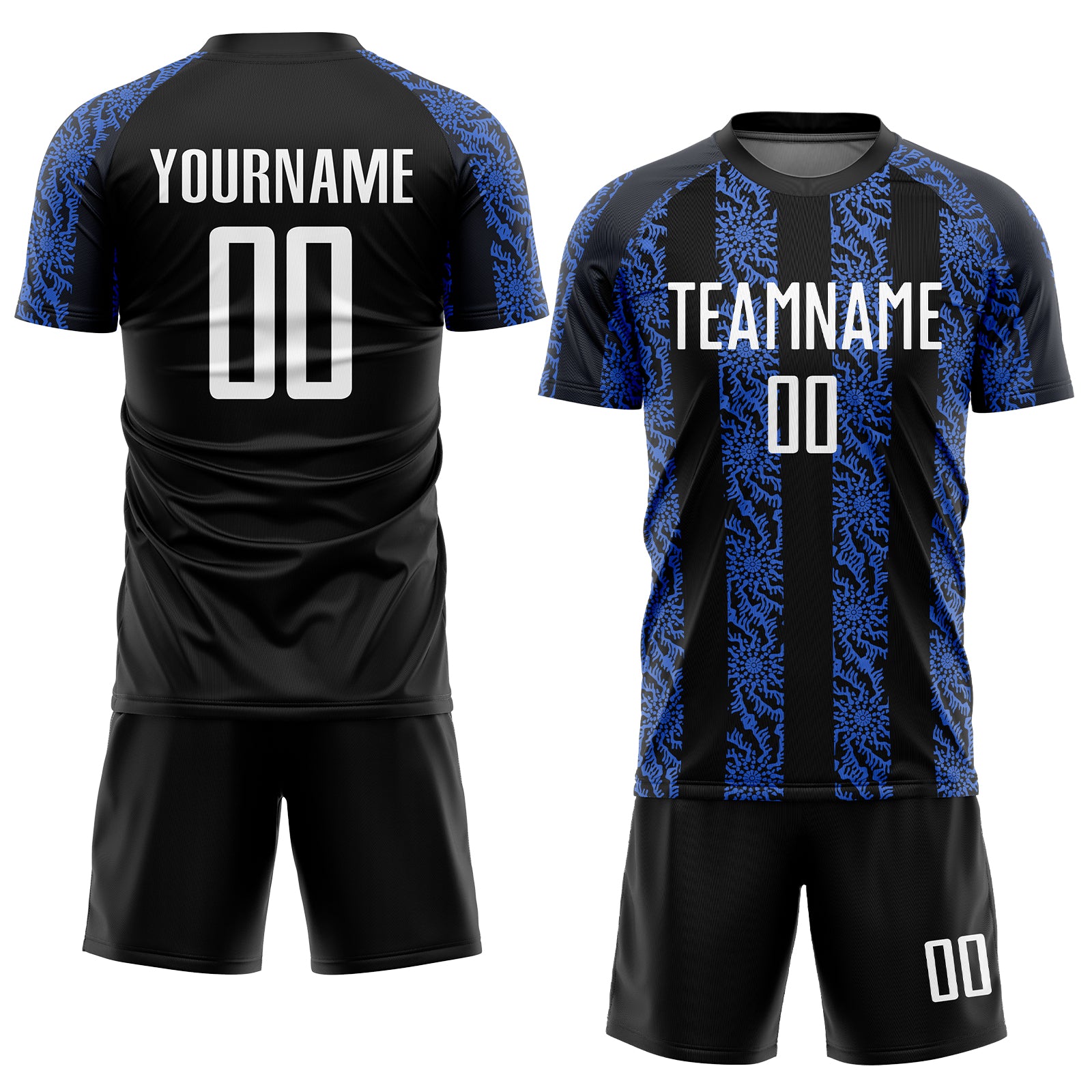 Custom Black White-Royal Sublimation Soccer Uniform Jersey～～～$16.99～Sublimation Soccer～～mysite～shopiaas～啦啦啦