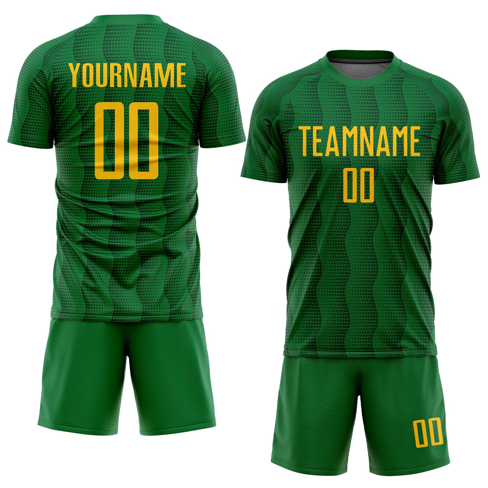 Custom Kelly Green Gold Sublimation Soccer Uniform Jersey～～～$16.99～Sublimation Soccer～～mysite～shopiaas～啦啦啦