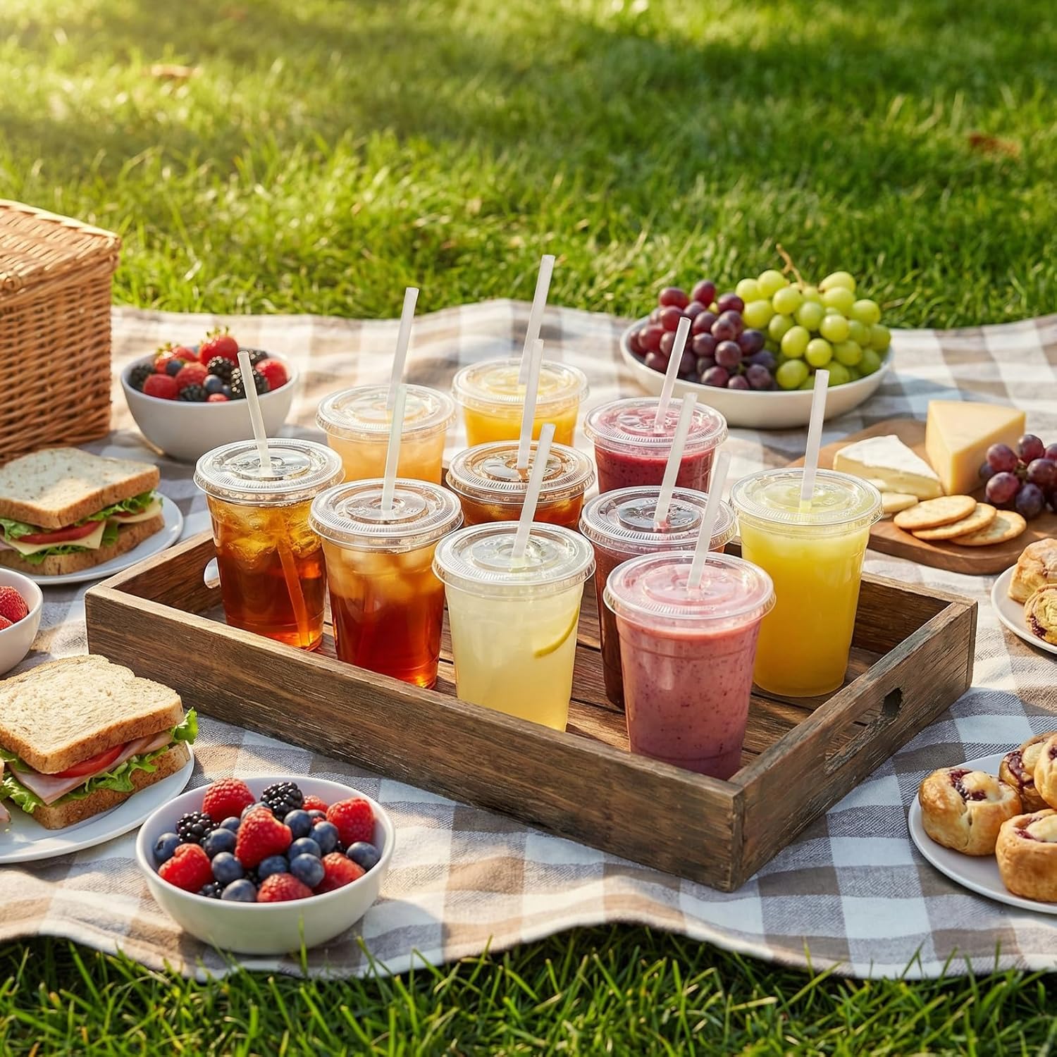 Astomi 10 oz Disposable Plastic Cups, Clear Iced Coffee Cups with Lids and Straws, Sturdy and Food-Safe Plastic Cups with Lids, Portable Clear Drink Cups for Parties, Events, and Offices