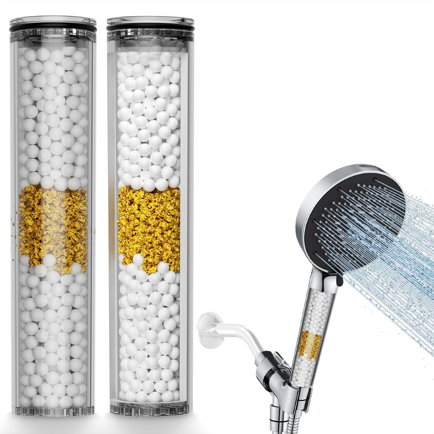 SR SUN RISE Shower Filter for Handheld Shower Head, 2-Pack Replacement Filters for Hard Water, NSF Certified 99% Chlorine Removal - Reduces Dry Itchy Skin
