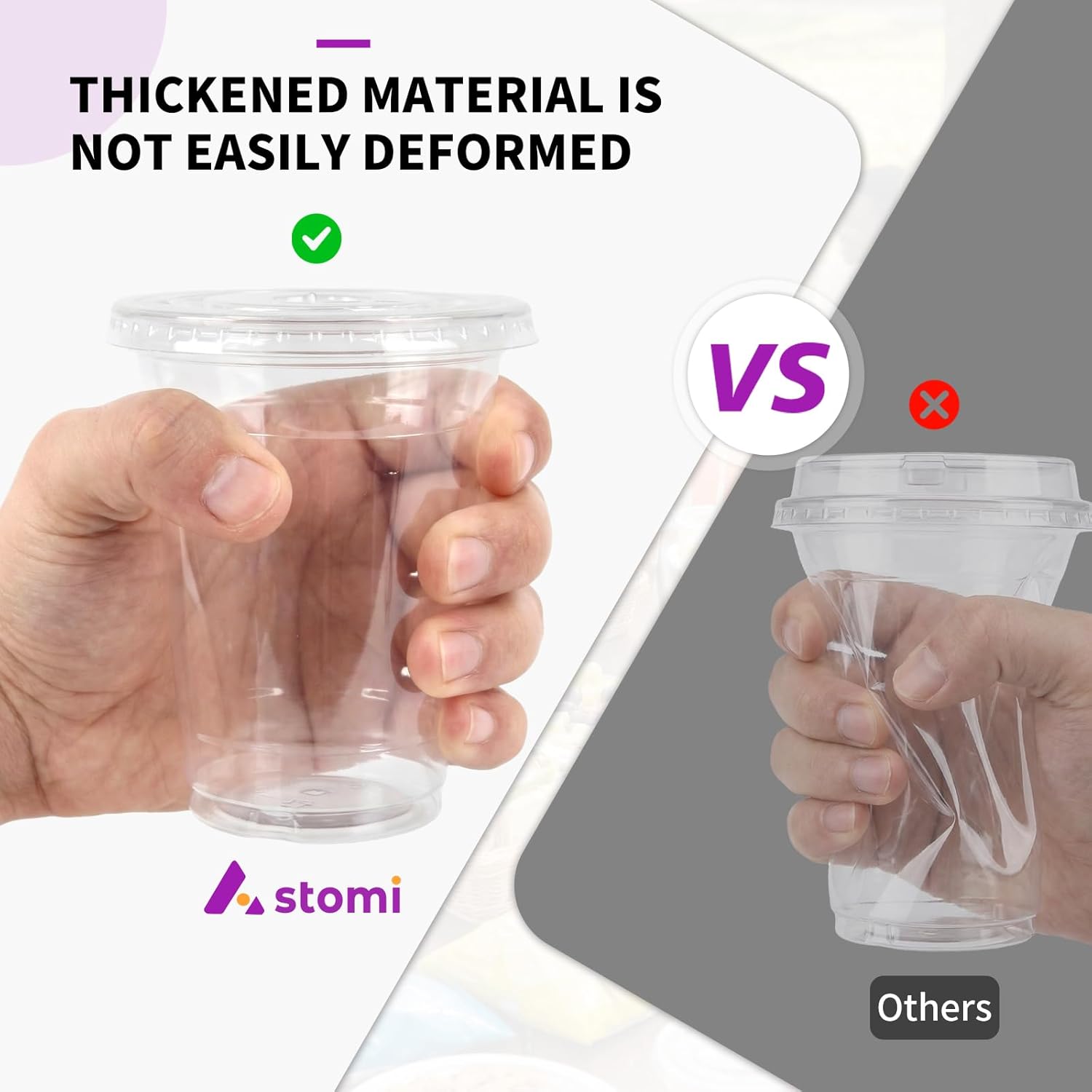 Astomi 10 oz Disposable Plastic Cups, Clear Iced Coffee Cups with Lids and Straws, Sturdy and Food-Safe Plastic Cups with Lids, Portable Clear Drink Cups for Parties, Events, and Offices
