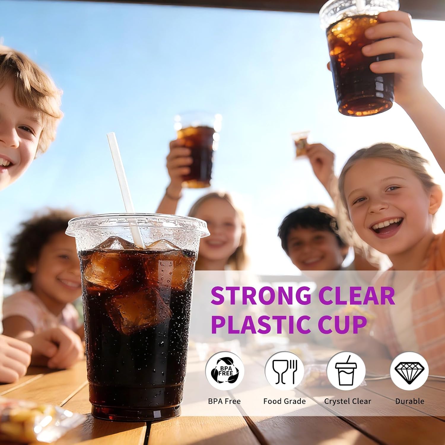 Astomi 10 oz Disposable Plastic Cups, Clear Iced Coffee Cups with Lids and Straws, Sturdy and Food-Safe Plastic Cups with Lids, Portable Clear Drink Cups for Parties, Events, and Offices
