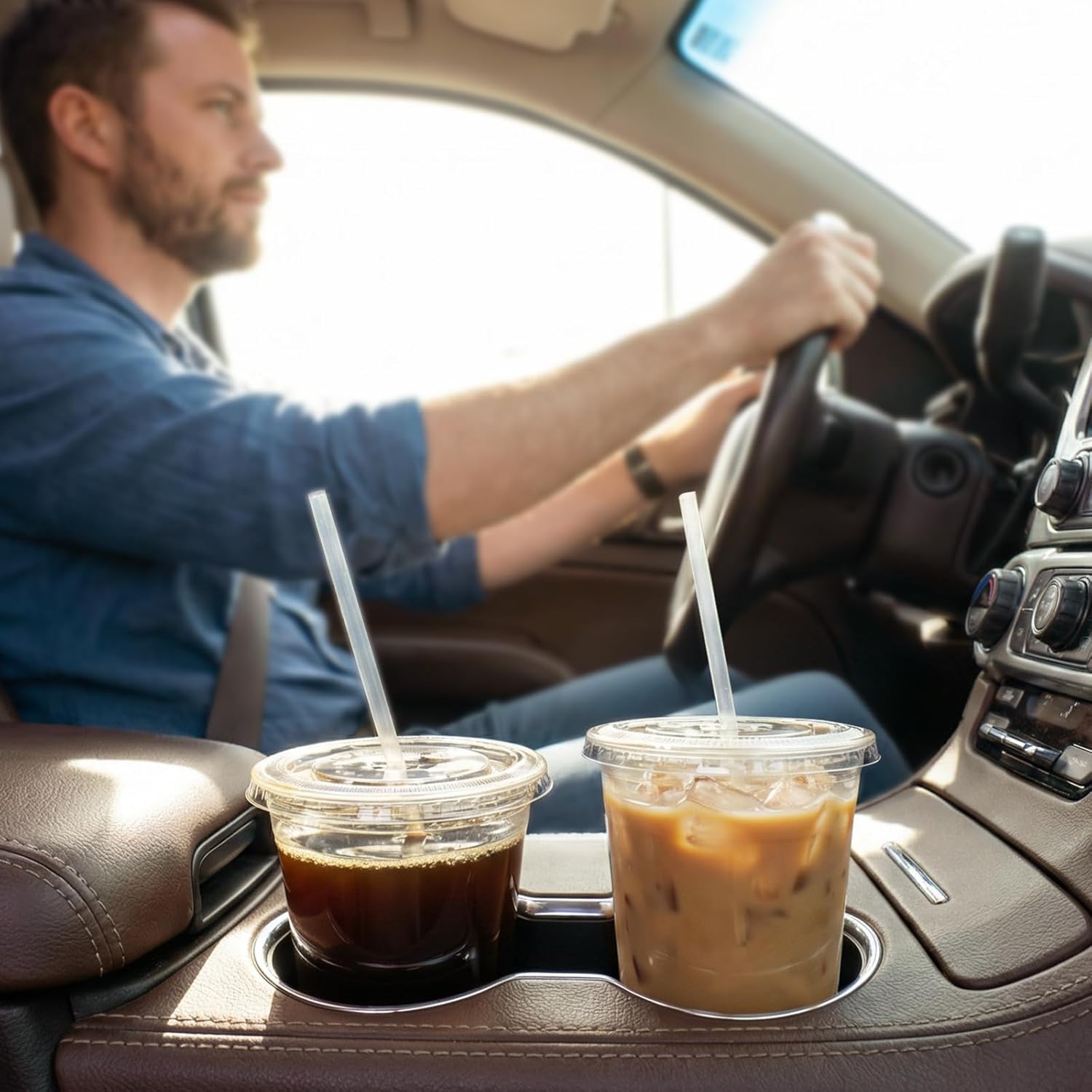 Astomi 10 oz Disposable Plastic Cups, Clear Iced Coffee Cups with Lids and Straws, Sturdy and Food-Safe Plastic Cups with Lids, Portable Clear Drink Cups for Parties, Events, and Offices