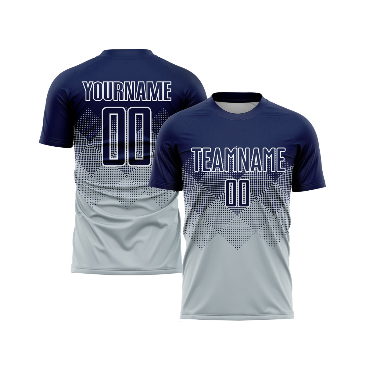 Custom Silver Navy-White Sublimation Soccer Uniform Jersey～～～$16.99～Sublimation Soccer～～mysite～shopiaas～啦啦啦
