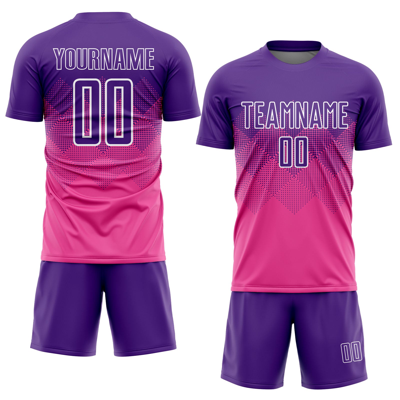 Custom Pink Purple-White Sublimation Soccer Uniform Jersey～～～$16.99～Sublimation Soccer～～mysite～shopiaas～啦啦啦