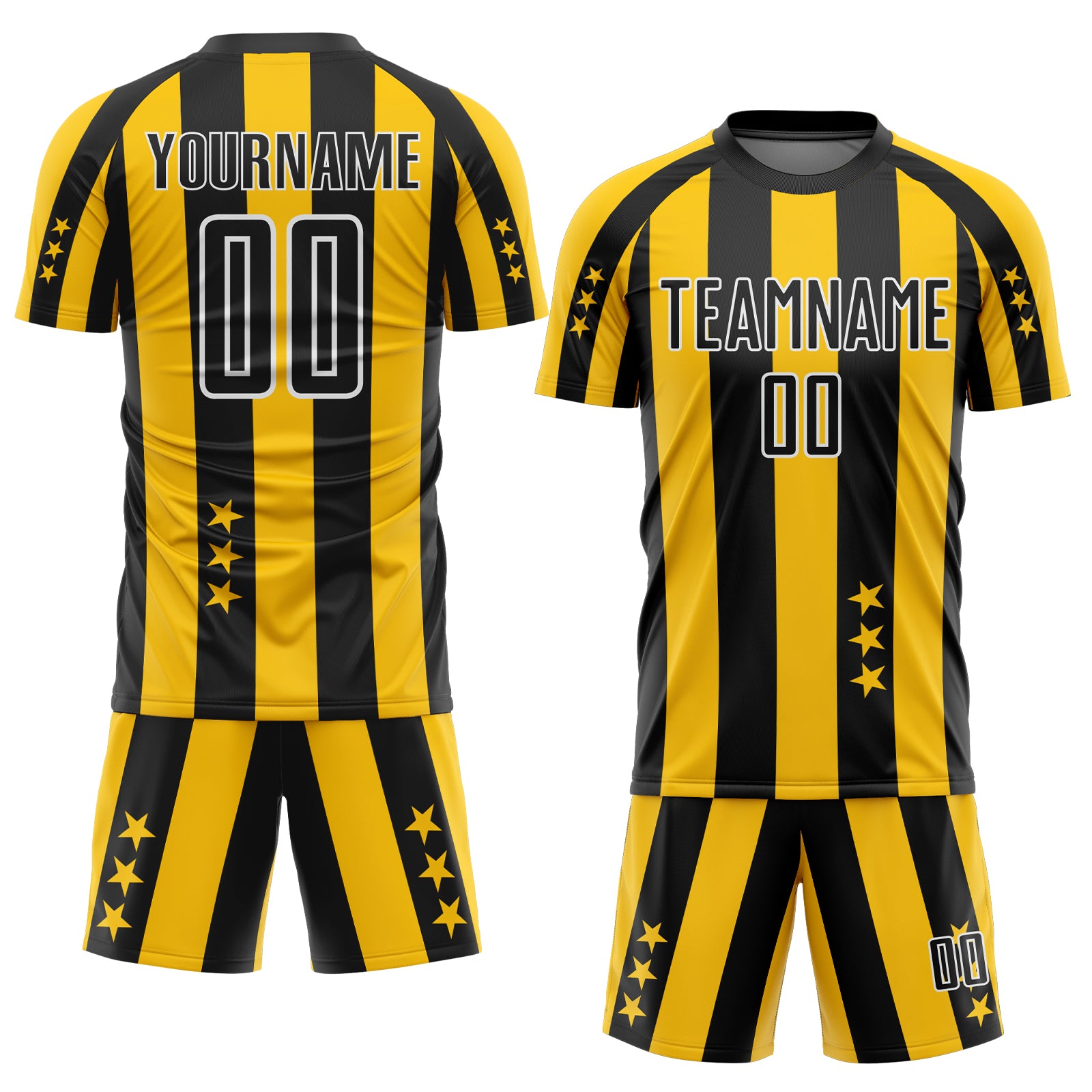Custom Gold Black-White Stars And Stripes Sublimation Soccer Uniform Jersey～～～$16.99～Sublimation Soccer～～mysite～shopiaas～啦啦啦