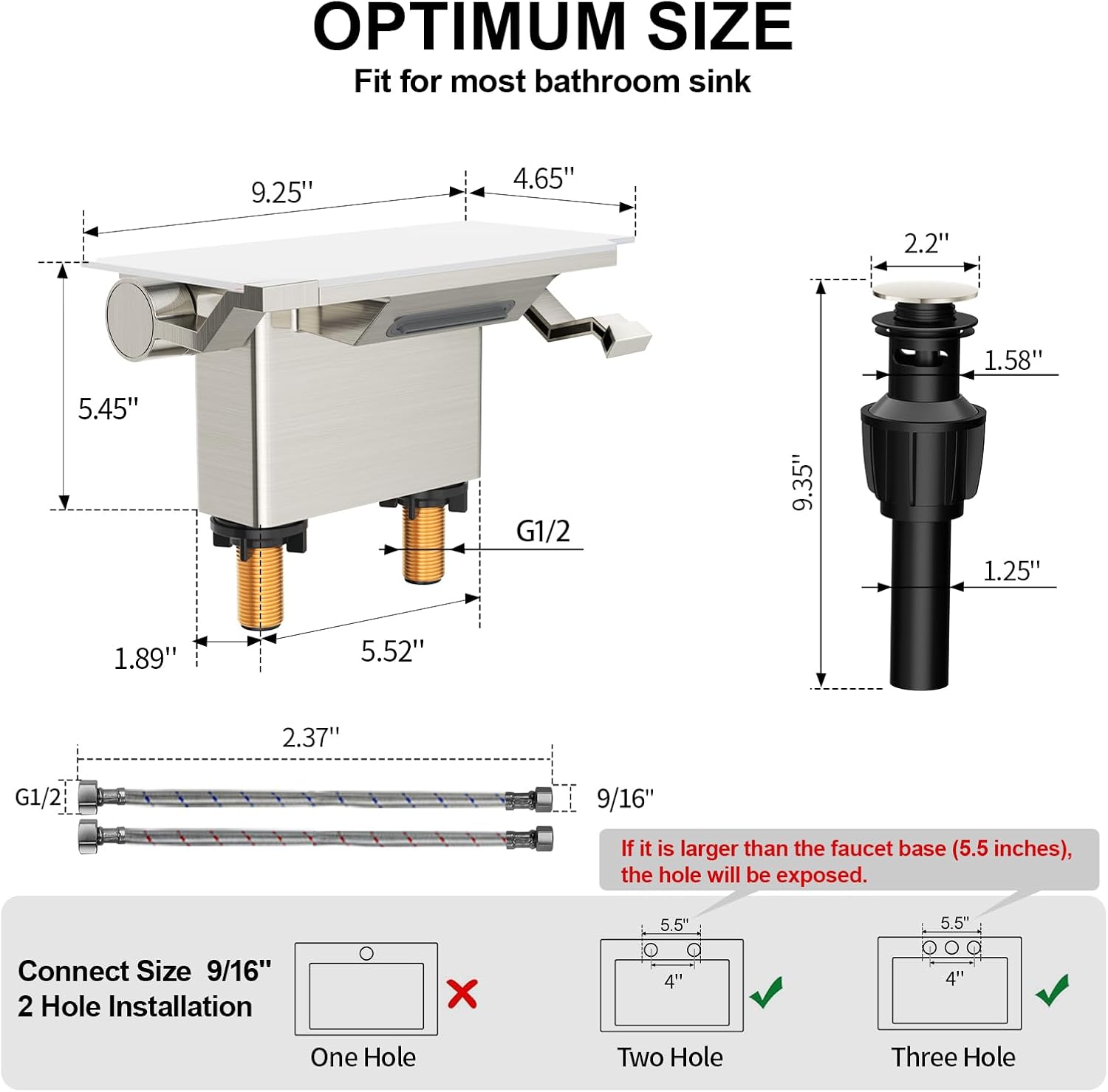 EMBATHER Matte Black Bathroom Faucet with Storage Platform for Bathroom Sink - NSF Certified 4 Inch 2 Handle Basin Faucet, Widerspread Bathroom Sink Faucet