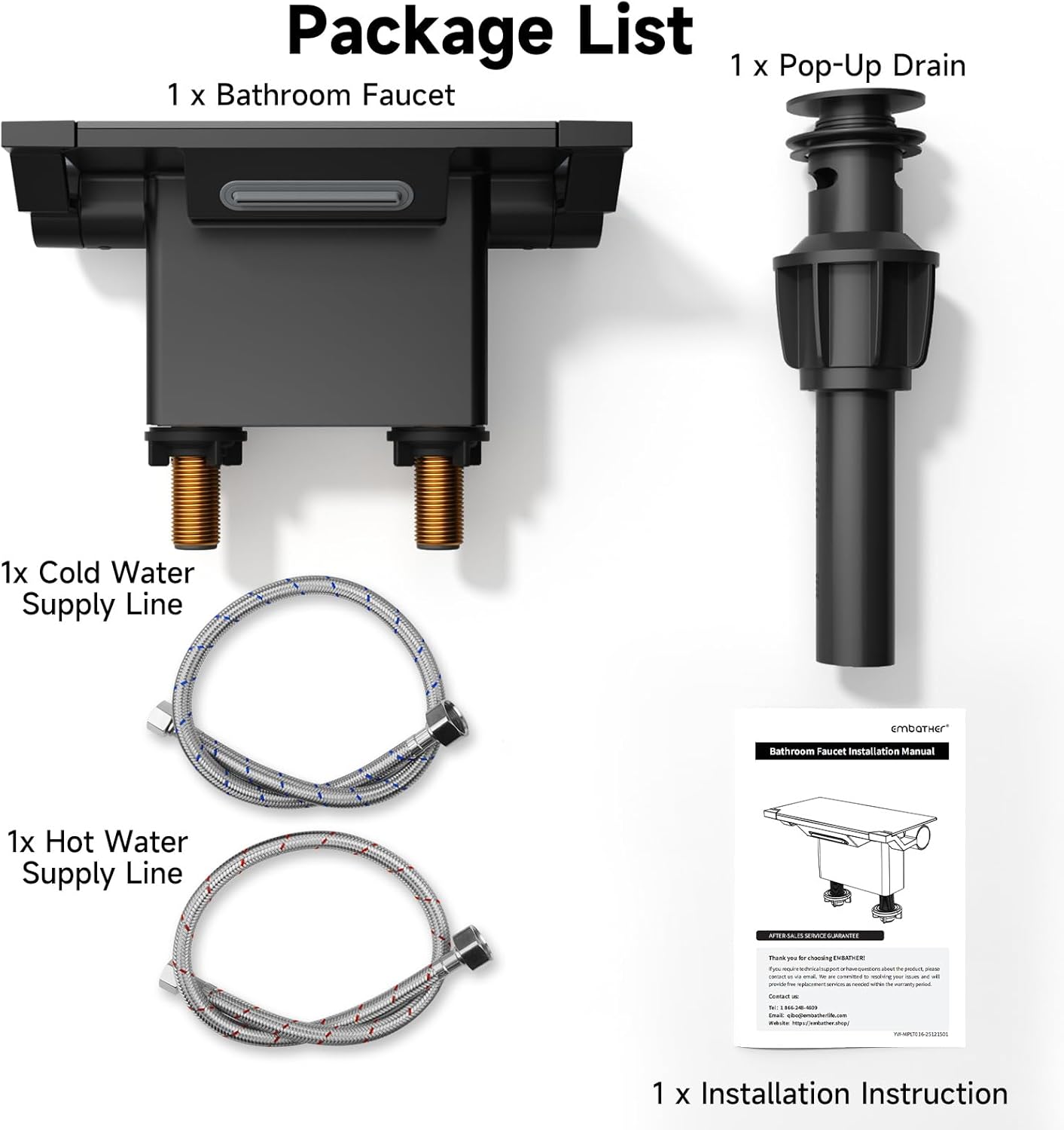 EMBATHER Matte Black Bathroom Faucet with Storage Platform for Bathroom Sink - NSF Certified 4 Inch 2 Handle Basin Faucet, Widerspread Bathroom Sink Faucet