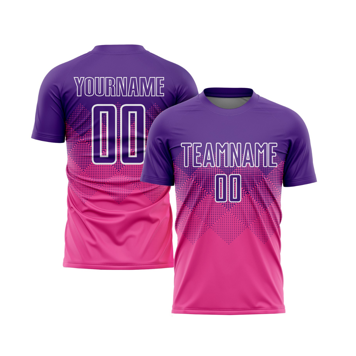 Custom Pink Purple-White Sublimation Soccer Uniform Jersey～～～$16.99～Sublimation Soccer～～mysite～shopiaas～啦啦啦