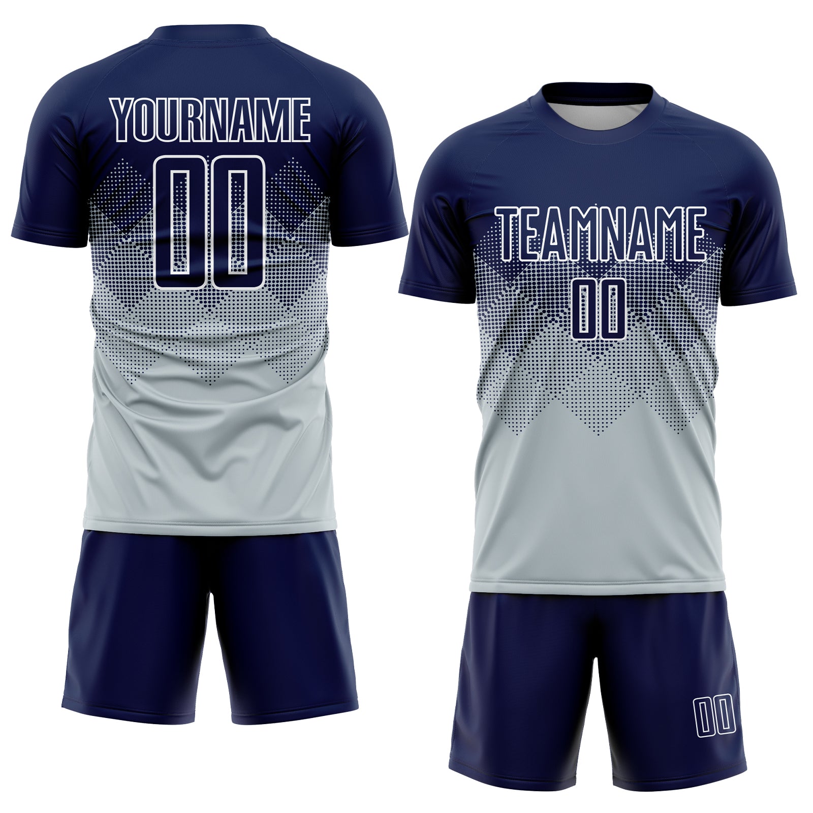 Custom Silver Navy-White Sublimation Soccer Uniform Jersey～～～$16.99～Sublimation Soccer～～mysite～shopiaas～啦啦啦
