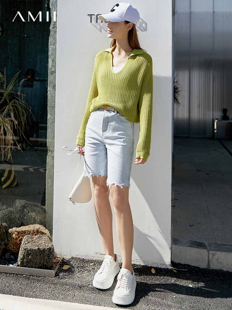 Amii Minimalism Spring Sweater For Women Fashion Hollow Clothing Ladies Knitted Tops Women's Pullover Female Tops 12240410～～～$40.36～～～～shopiaas～啦啦啦