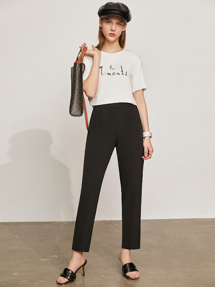 kucun Amii Minimalism Summer Women's Pants Causal Solid Elastic Waist Straight Female Trouser Offical Lady Women's Suit Pants 12130229～～～$26.43～～xiong,huan one,huan two,huan three～～shopiaas～啦啦啦