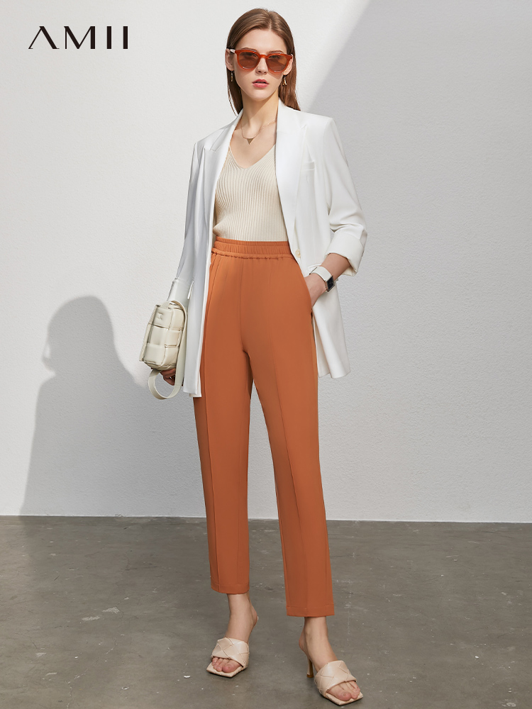 kucun Amii Minimalism Summer Women's Pants Causal Solid Elastic Waist Straight Female Trouser Offical Lady Women's Suit Pants 12130229～～～$26.43～～xiong,huan one,huan two,huan three～～shopiaas～啦啦啦