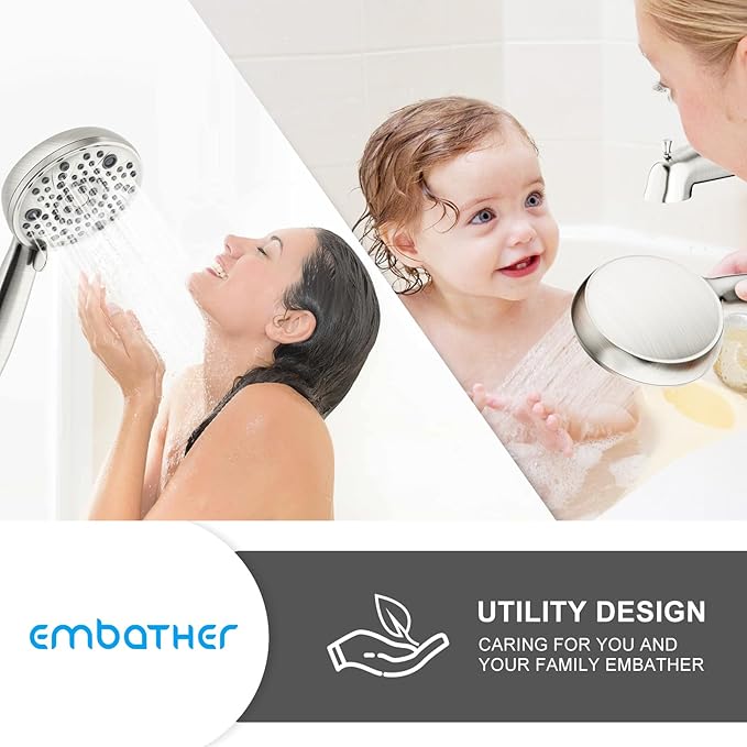 EMBATHER 2-in-1 Bathtub Faucet Set with 8-Mode Shower Head, Single Handle