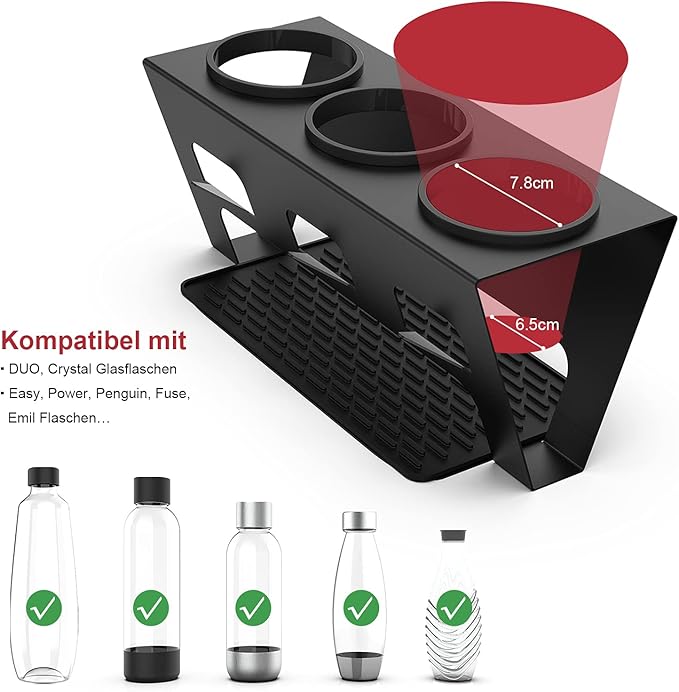 Rainsworth Duo & Crystal Bottle Holder, Set of 3 Accessories, Drip Holder, Drip Rack, Bottle Dryer Glass Bottle, Stainless Steel