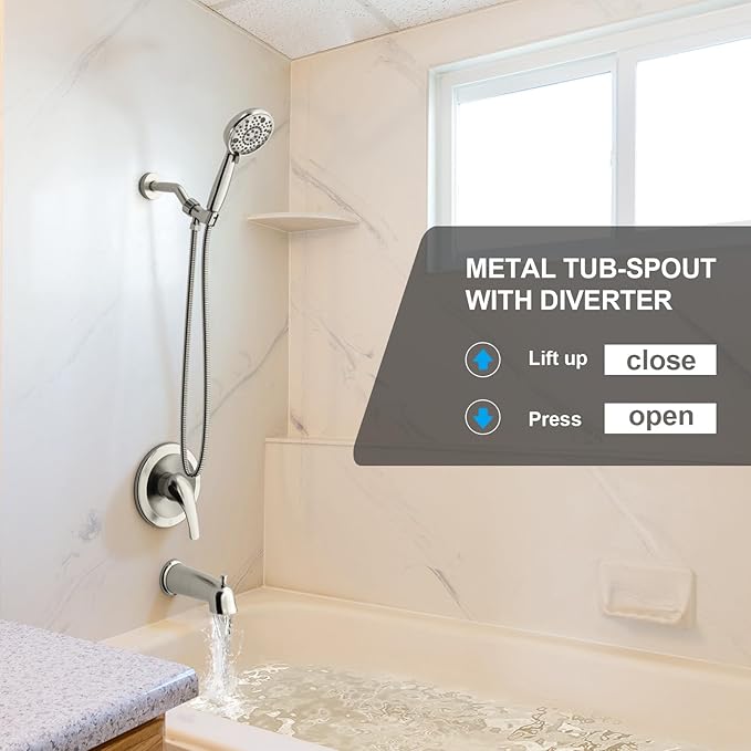 EMBATHER 2-in-1 Bathtub Faucet Set with 8-Mode Shower Head, Single Handle