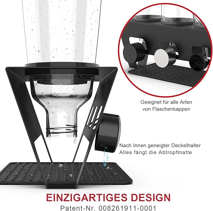 Rainsworth Duo & Crystal Bottle Holder, Set of 3 Accessories, Drip Holder, Drip Rack, Bottle Dryer Glass Bottle, Stainless Steel