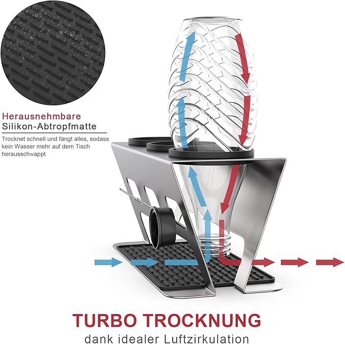 Rainsworth Duo & Crystal Bottle Holder, Set of 3 Accessories, Drip Holder, Drip Rack, Bottle Dryer Glass Bottle, Stainless Steel