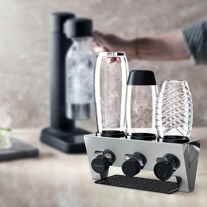 Rainsworth Duo & Crystal Bottle Holder, Set of 3 Accessories, Drip Holder, Drip Rack, Bottle Dryer Glass Bottle, Stainless Steel