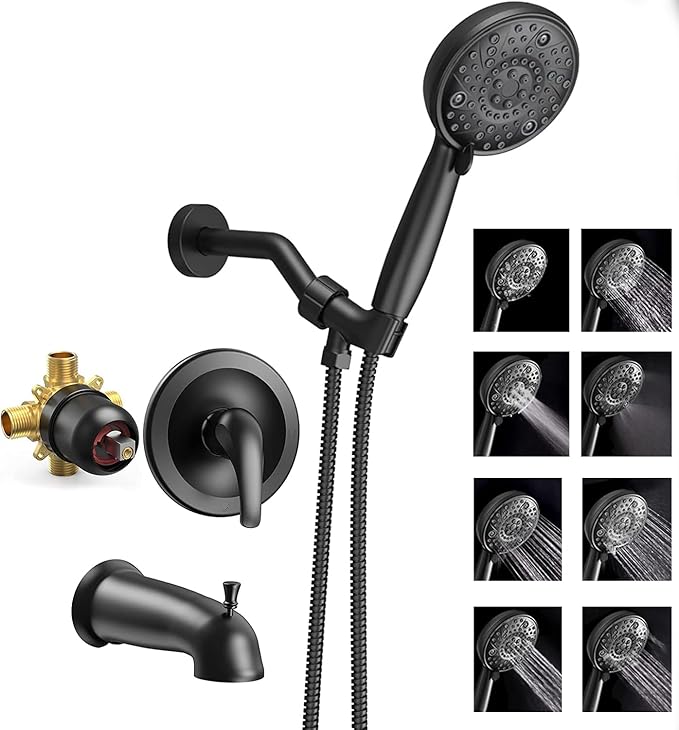 EMBATHER 2-in-1 Bathtub Faucet Set with 8-Mode Shower Head, Single Handle