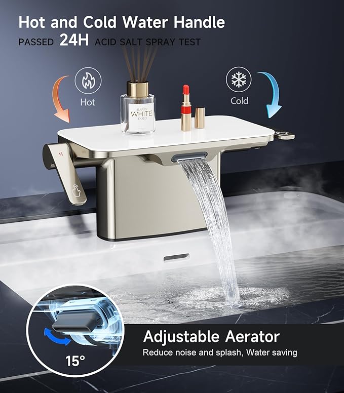 4 Inch 2-Hole Bathroom Sink Faucet with Storage & Drain Stopper