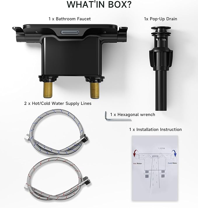 4 Inch 2-Hole Bathroom Sink Faucet with Storage & Drain Stopper