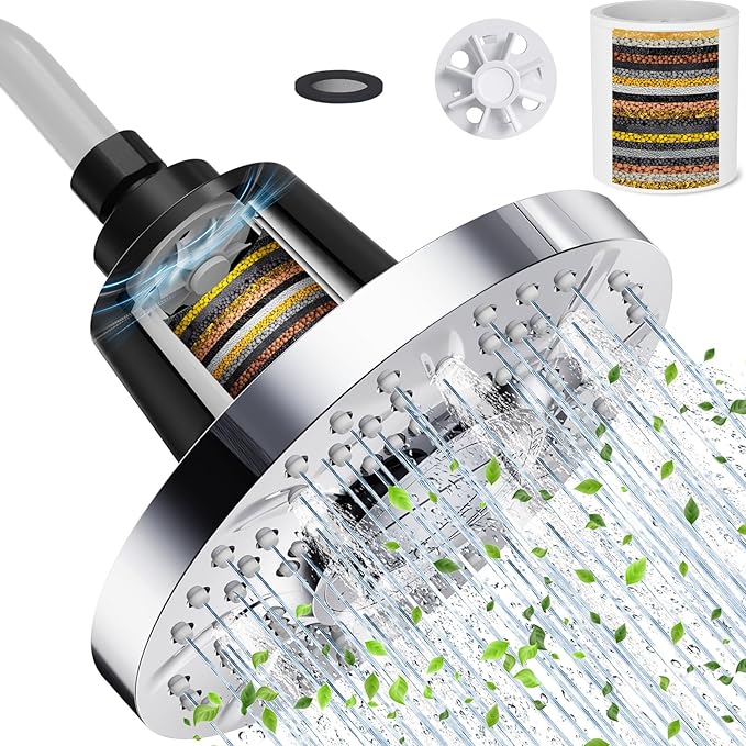 SR SUN RISE 7 Inch Anti-Clog High-Pressure Filtered Shower Head