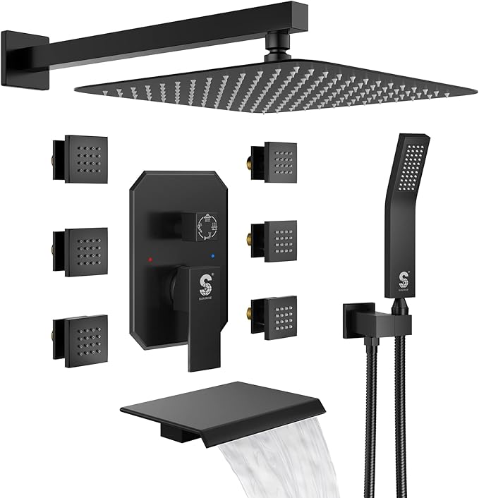 Waist Massage Shower System with 6 Body Jets and Tub Spout, 12