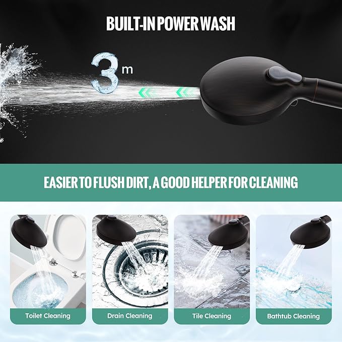 High Pressure Handheld Shower Head with 9 Spray Modes and Water Softener Filter – Removes Chlorine from Hard Water