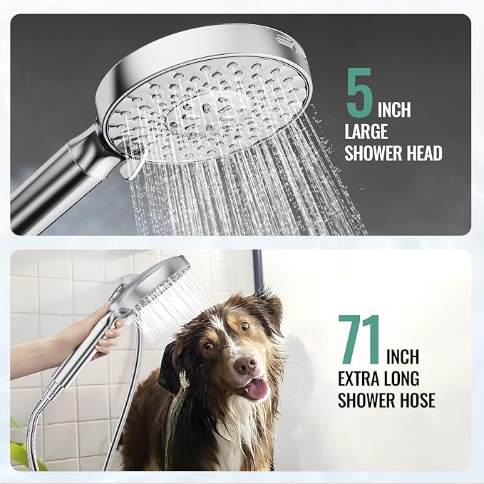 High Pressure Handheld Shower Head with 9 Spray Modes and Water Softener Filter – Removes Chlorine from Hard Water