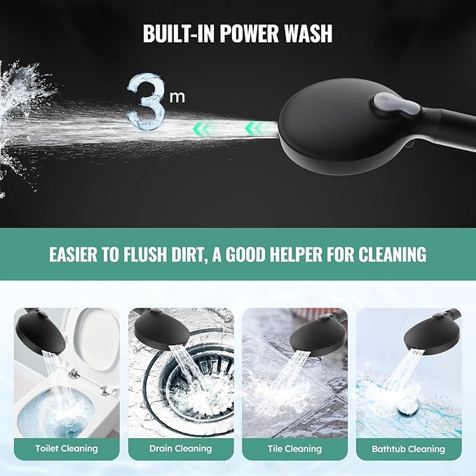 High Pressure Handheld Shower Head with 9 Spray Modes and Water Softener Filter – Removes Chlorine from Hard Water