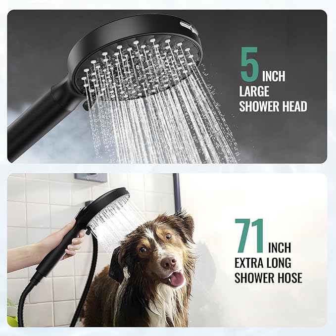 High Pressure Handheld Shower Head with 9 Spray Modes and Water Softener Filter – Removes Chlorine from Hard Water
