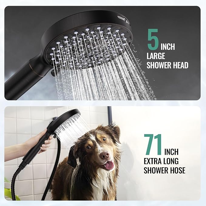 High Pressure Handheld Shower Head with 9 Spray Modes and Water Softener Filter – Removes Chlorine from Hard Water