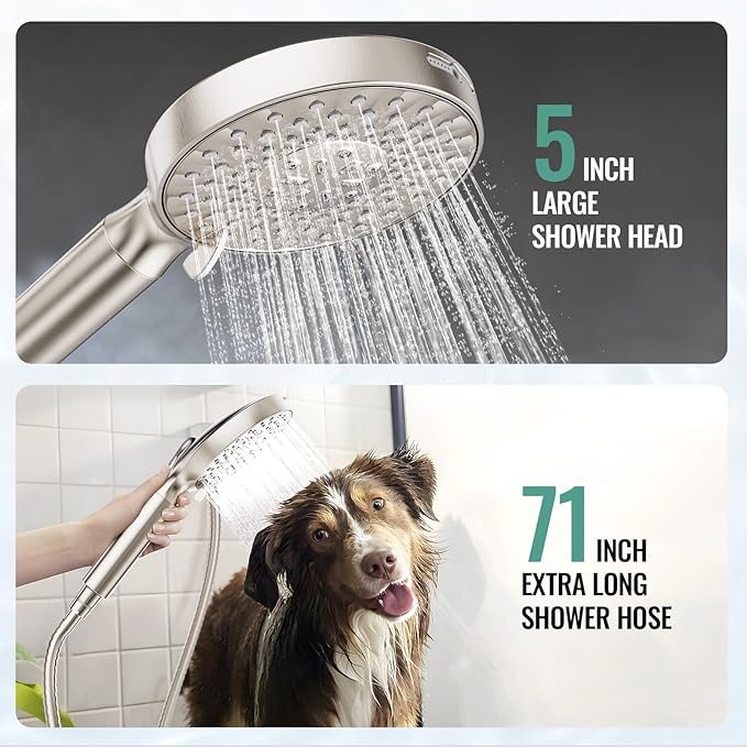 High Pressure Handheld Shower Head with 9 Spray Modes and Water Softener Filter – Removes Chlorine from Hard Water