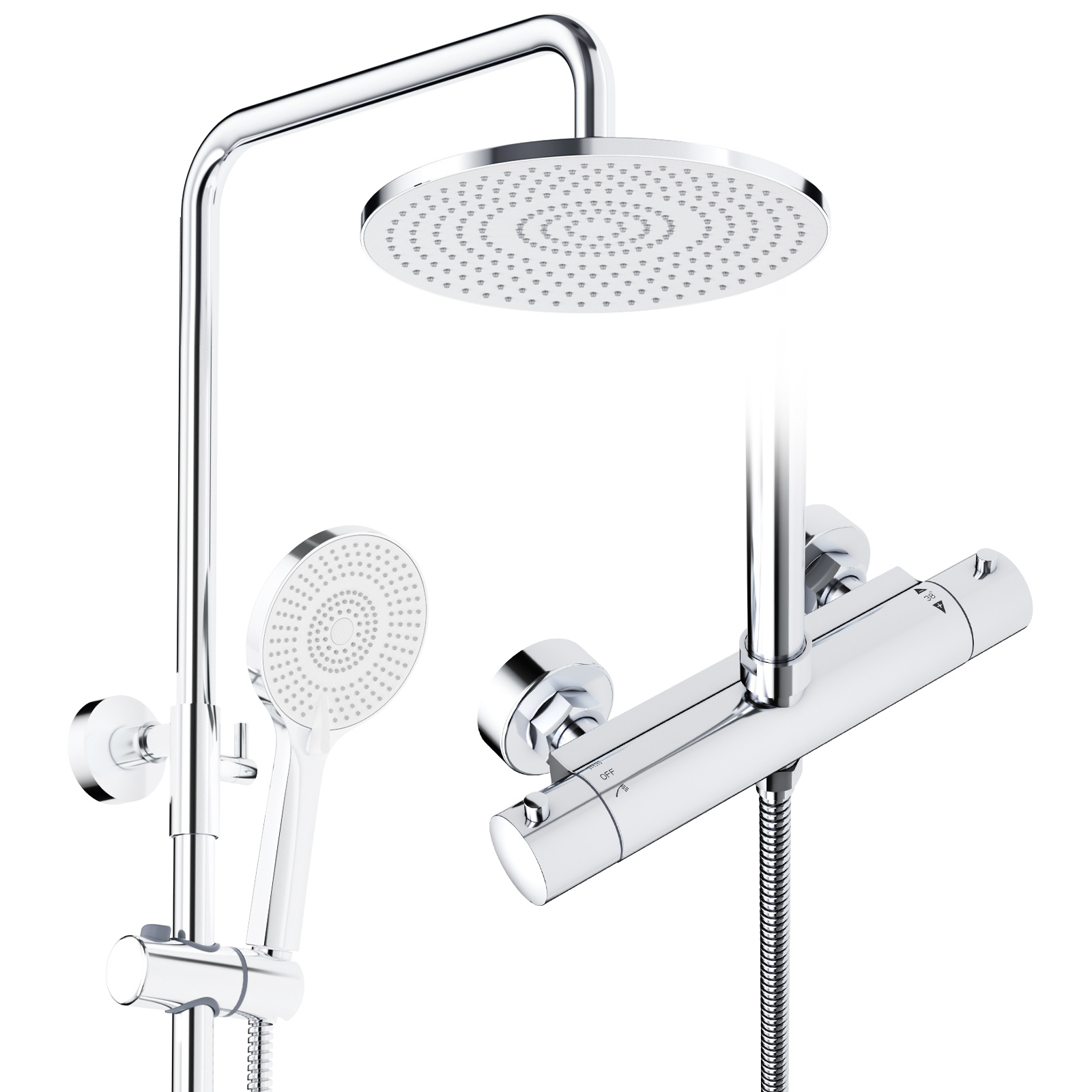 Rainsworth Thermostatic Shower System Round Rain Shower Set