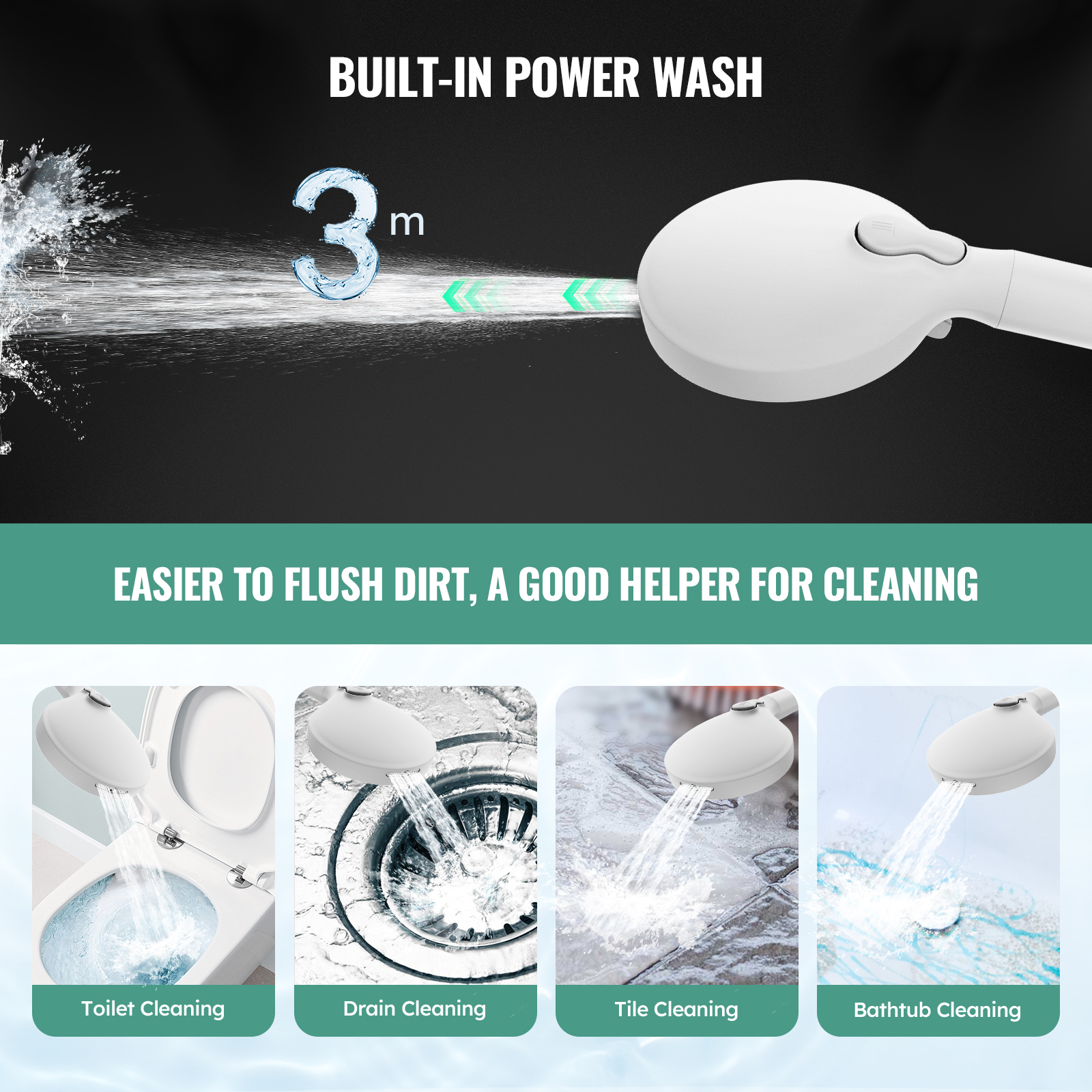 High Pressure Handheld Shower Head with 9 Spray Modes and Water Softener Filter – Removes Chlorine from Hard Water