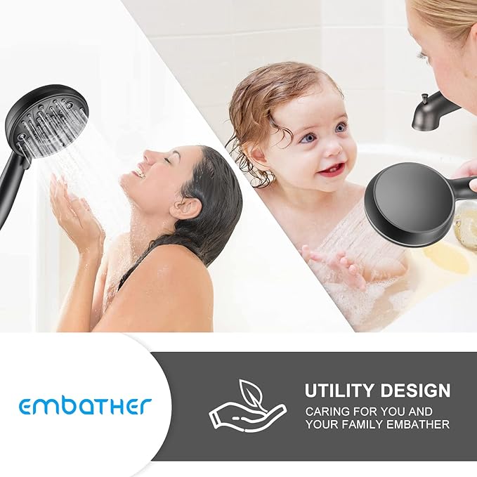 EMBATHER 2-in-1 Bathtub Faucet Set with 8-Mode Shower Head, Single Handle