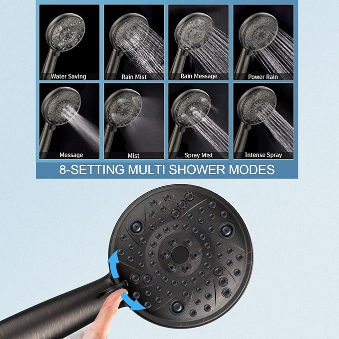 EMBATHER 2-in-1 Bathtub Faucet Set with 8-Mode Shower Head, Single Handle