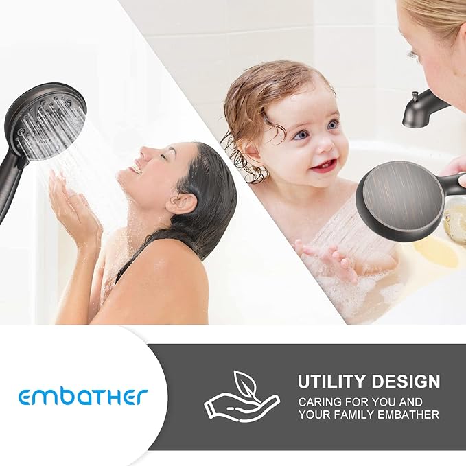 EMBATHER 2-in-1 Bathtub Faucet Set with 8-Mode Shower Head, Single Handle