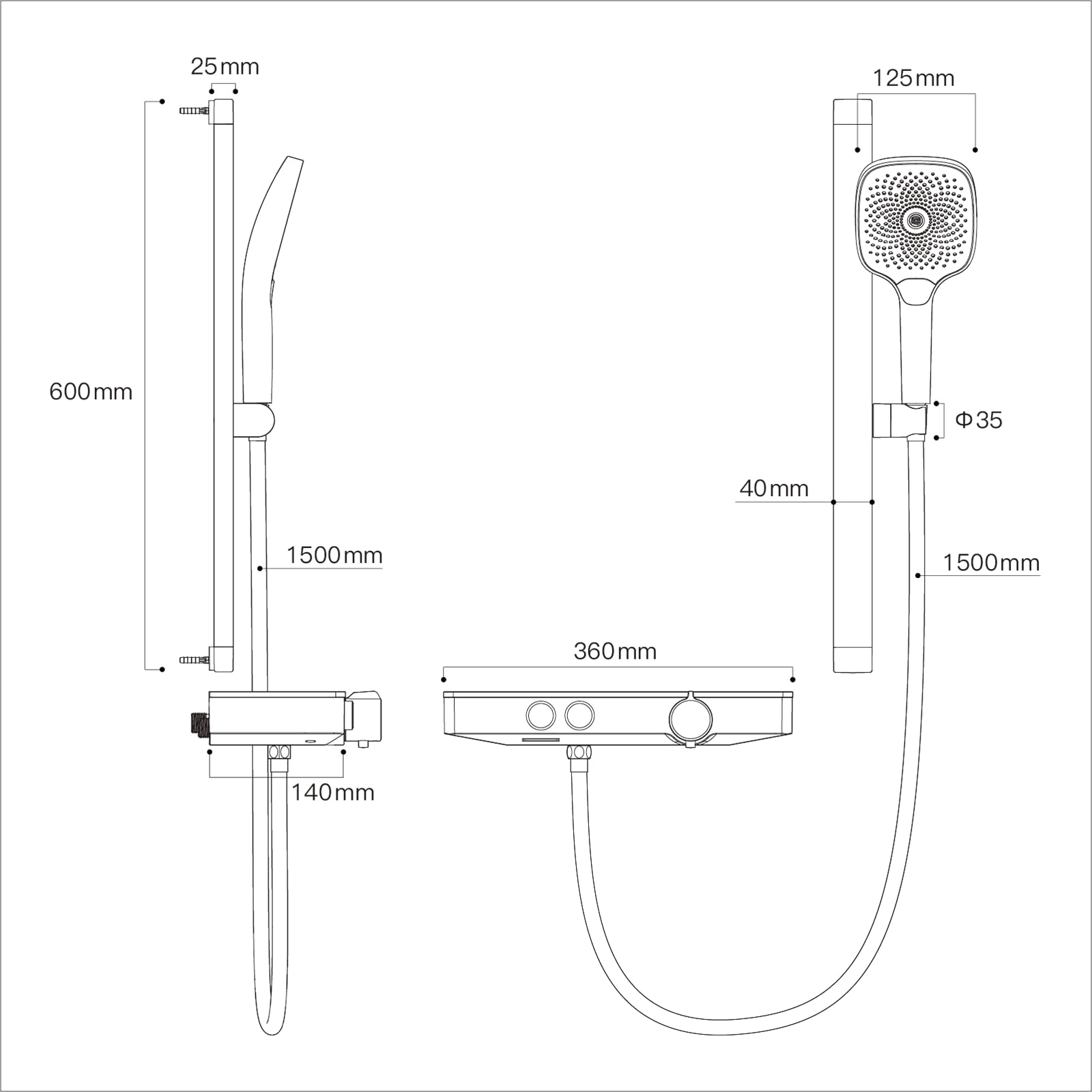 Simple Adjustment Rod Shower Kit (Thermostatic)