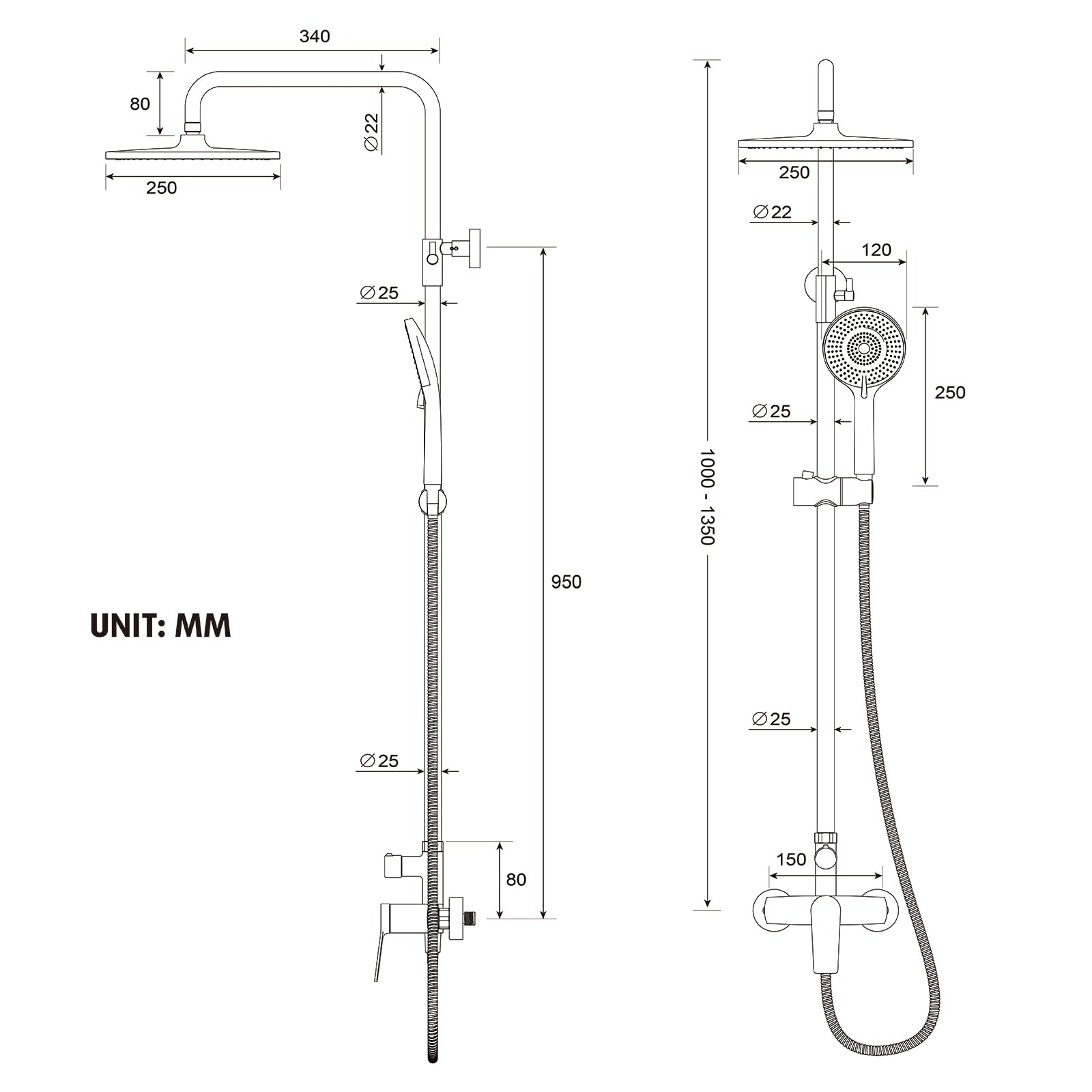 Traditional Shower Set (Non-Thermostatic)
