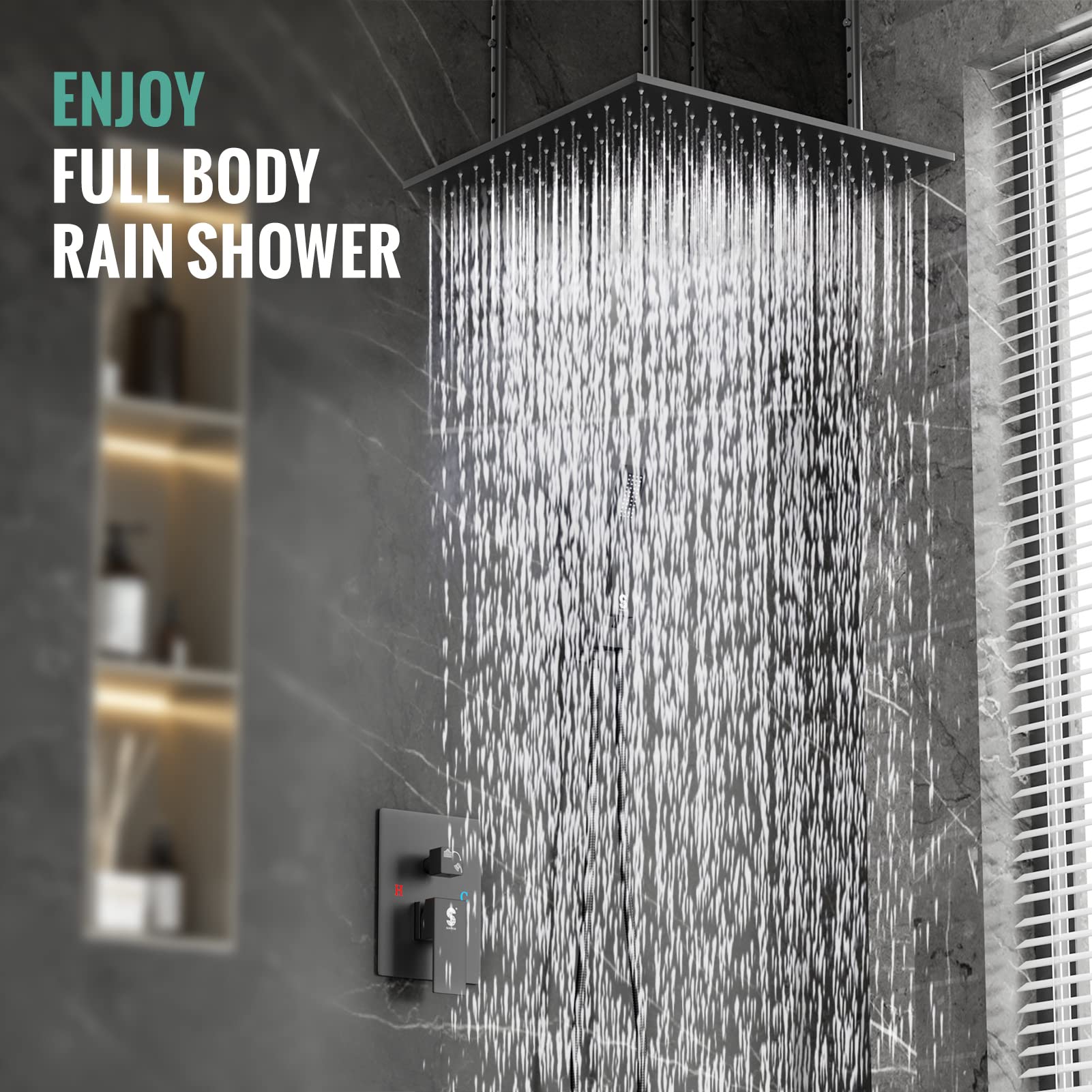 Ceiling Mounted Handle Shower Set (Square)