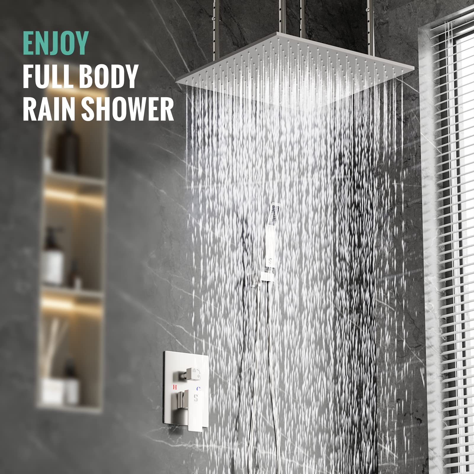 Ceiling Mounted Handle Shower Set (Square)