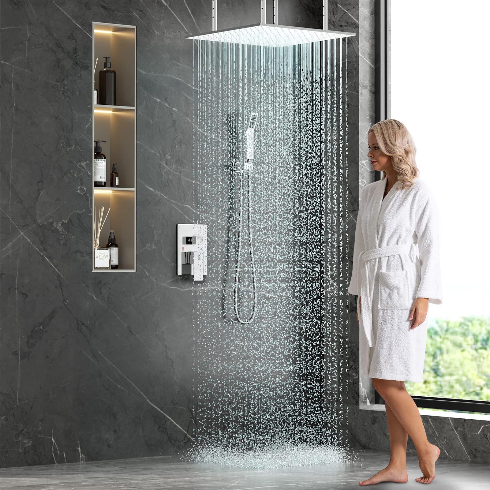 Ceiling Mounted Handle Shower Set (Square)