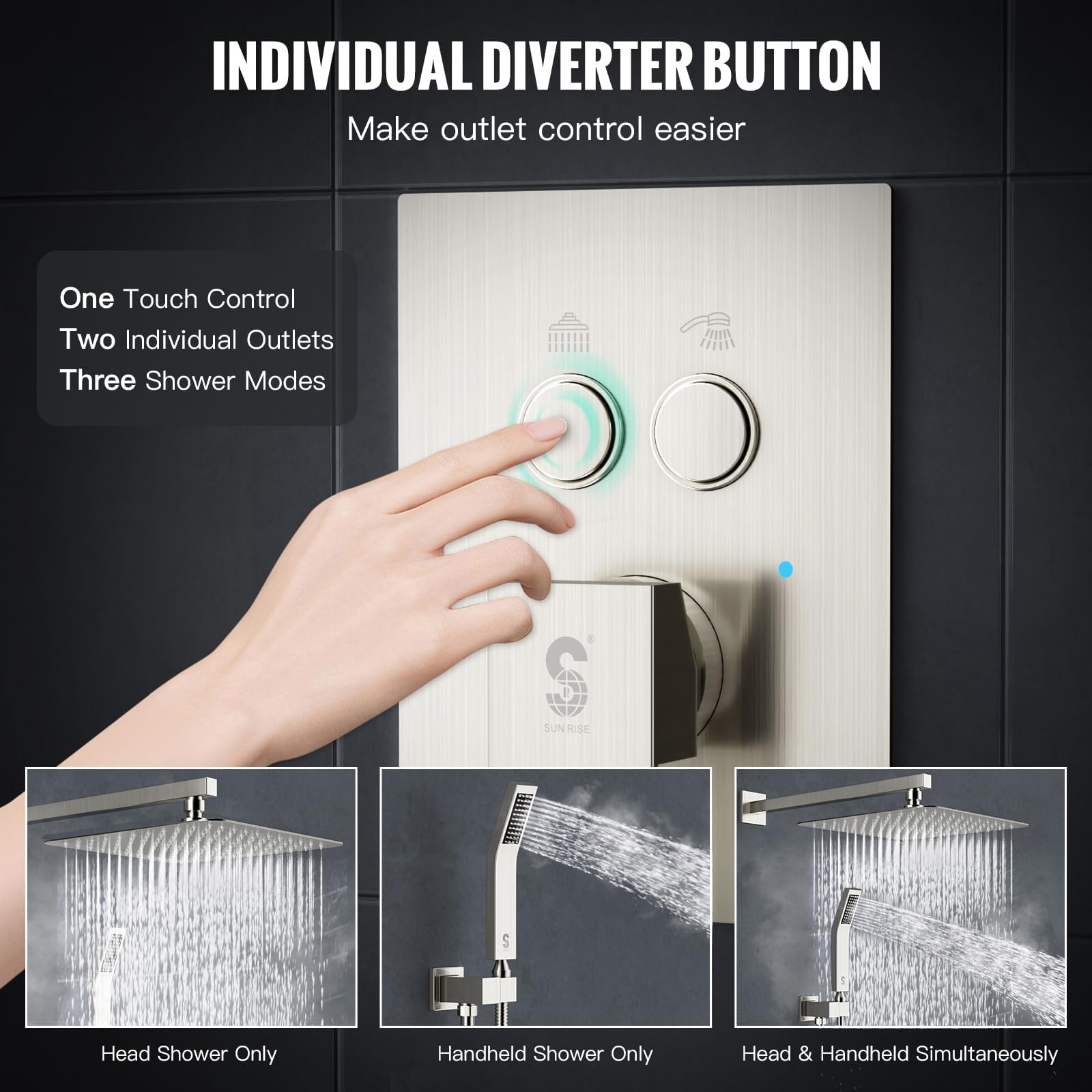 Cross Bar Button Shower Set (Square)