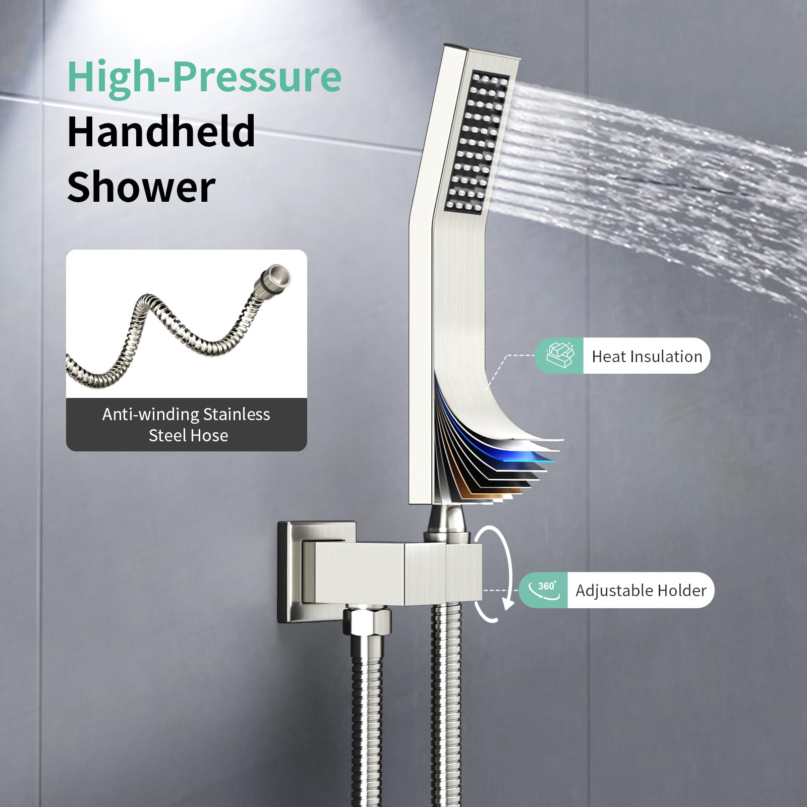 Cross Bar Button Shower Set (Square)