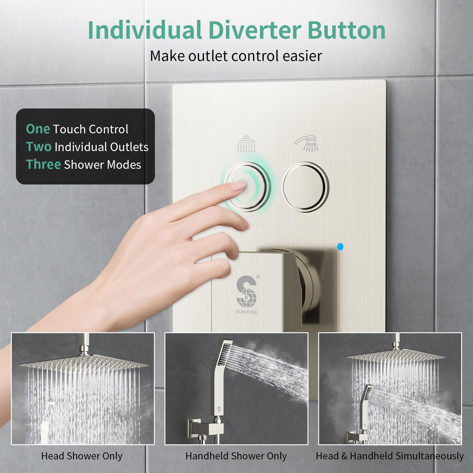 Ceiling Mounted Button Shower System (Square))