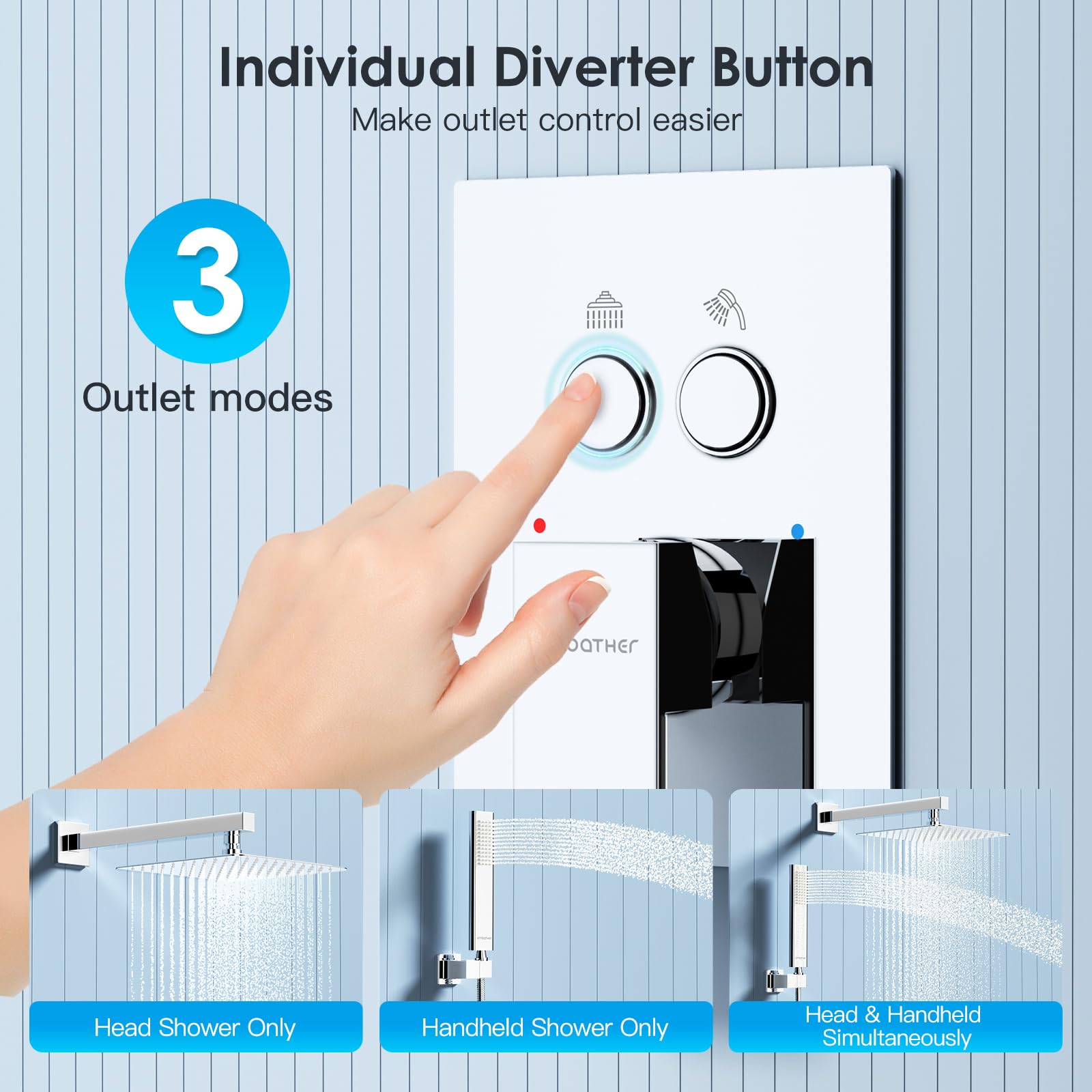 Cross Bar Button Shower Set (Square)