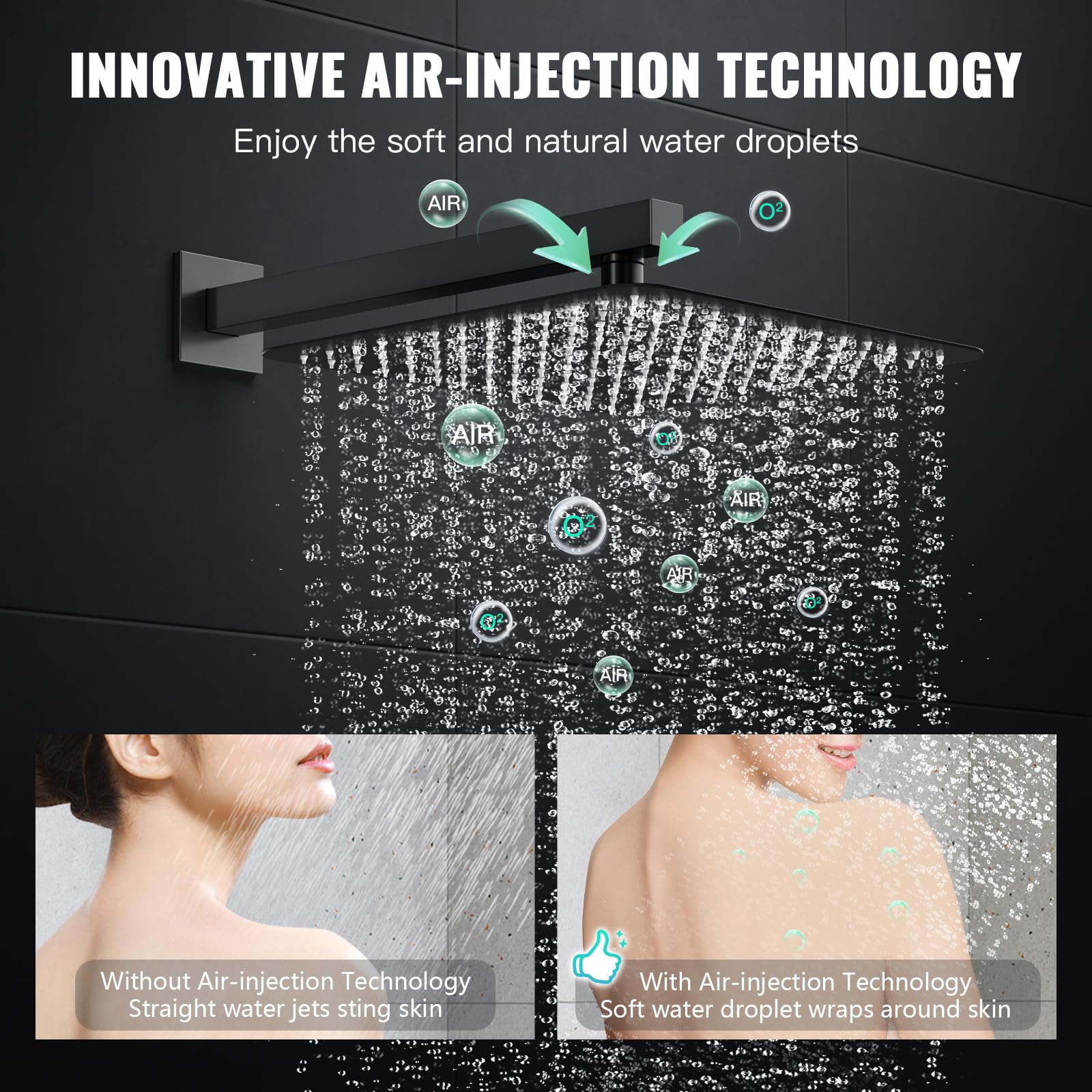 Cross Bar Button Shower Set (Square)