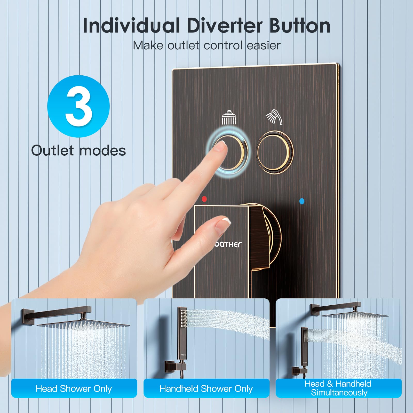 Cross Bar Button Shower Set (Square)